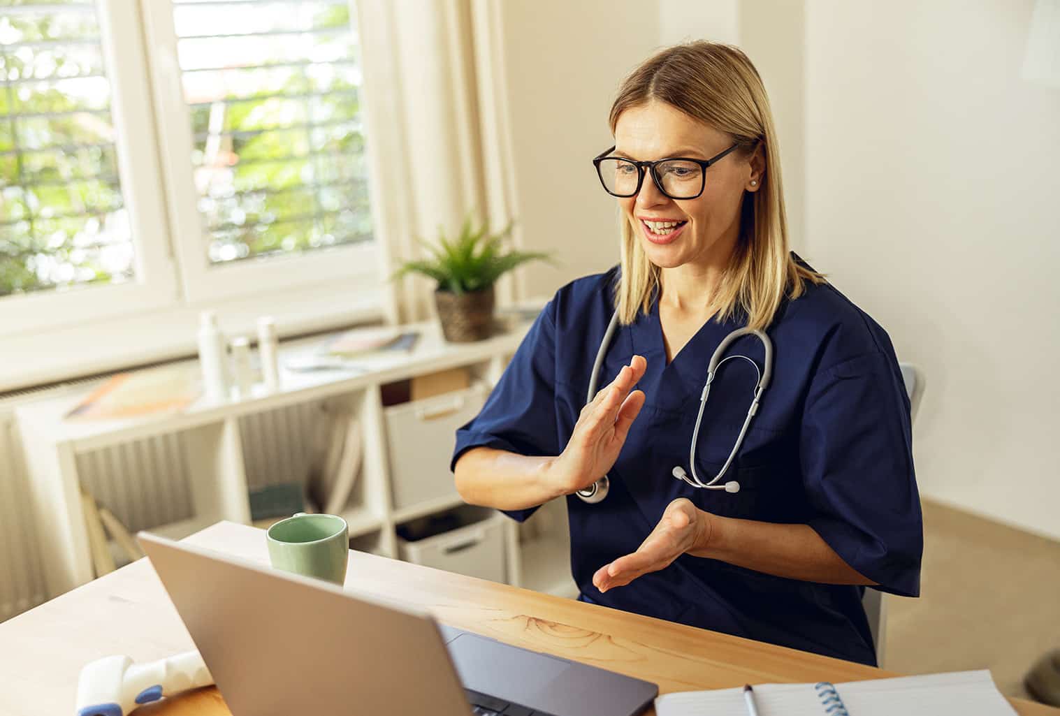 Dermatologist Virtual Visit with Client on Laptop