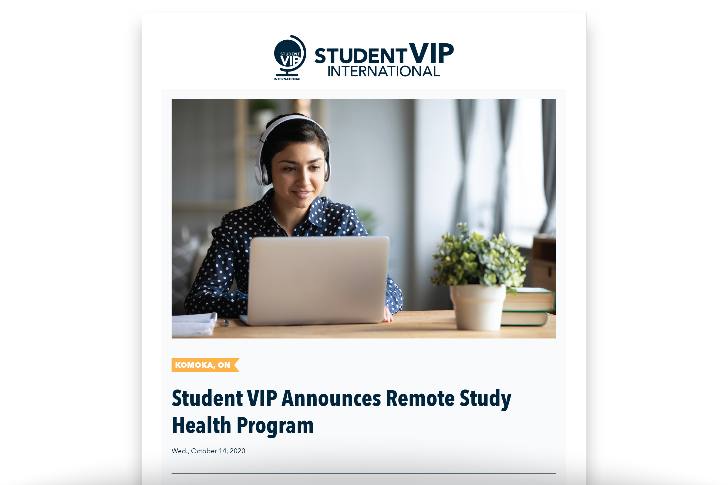 Remote Study Health Program Press Release